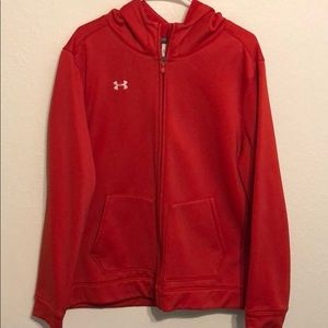 UNDER ARMOUR RED ZIP DOWN FLEECE JACKET